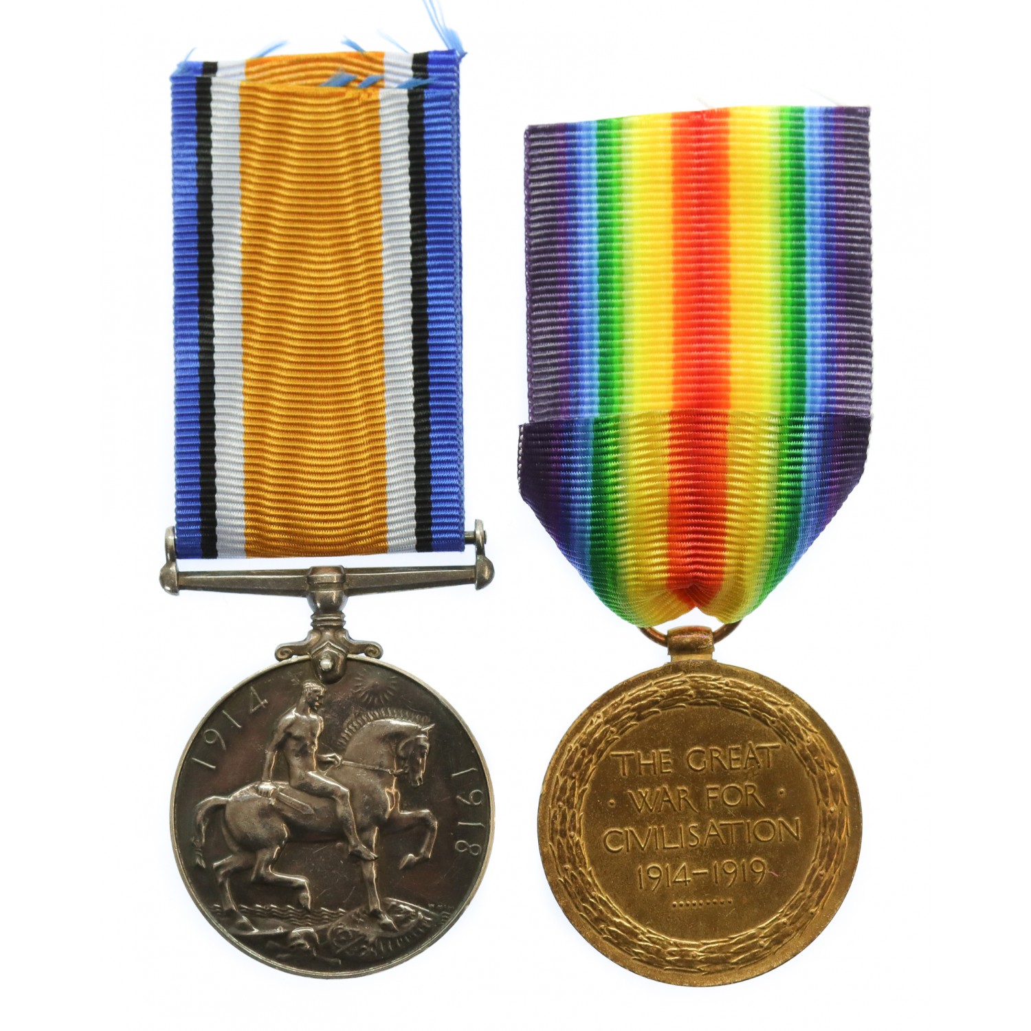 Ww British War Victory Medal Pair Pte W Millard Army Service Corps