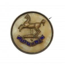 The King's (Liverpool) Regiment Mother of Pearl & Silver Rim Sweetheart Brooch
