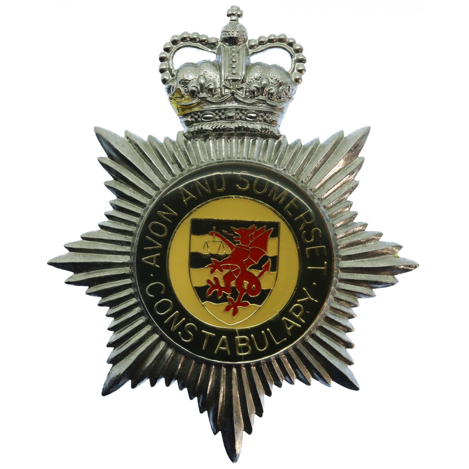 Avon & Somerset Constabulary Enamelled Helmet Plate - Queen's Crown