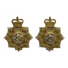 Pair of Canadian Postal Corps Bi-Metal Collar Badges - Queen's Crown