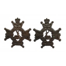 Pair of Notts & Derby Regiment (Sherwood Foresters) Officer's Service Dress Collar Badges - Queen's Crown