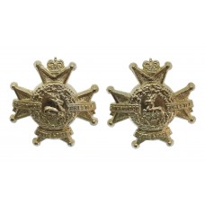 Pair of Notts & Derby Regiment (Sherwood Foresters) Anodised Collar Badges 