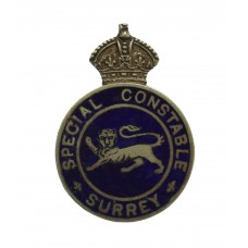 Surrey Special Constable Enamelled Lapel Badge - King's Crown