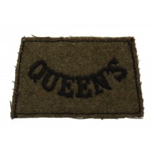 Queen's Royal West Surrey Regiment (QUEEN'S) WW2 Cloth Slip On Shoulder Title