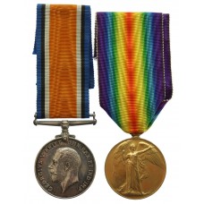 WW1 British War & Victory Medal Pair - Pte. M. Hawes, King's Royal Rifle Corps