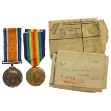 WW1 British War & Victory Medal Pair - Pte. E.R. Morritt, 8th Bn. York & Lancaster Regiment - Wounded (Somme)