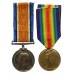 WW1 British War & Victory Medal Pair - Pte. E.R. Morritt, 8th Bn. York & Lancaster Regiment - Wounded (Somme)