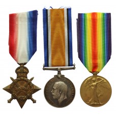 WW1 1914-15 Star Medal Trio - Pte. A. Fields, York & Lancaster Regiment - Wounded