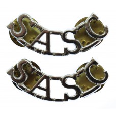 Pair of Small Arms School Corps (S.A.S.C.) Anodised (Staybrite) Shoulder Titles
