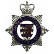 Avon & Somerset Constabulary Enamelled Star Cap Badge - Queen's Crown