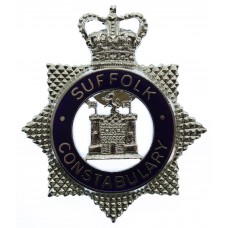 Suffolk Constabulary Enamelled Star Cap Badge - Queen's Crown