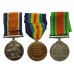 WW1 British War Medal, Victory Medal & WW2 Defence Medal Group of Three - Dvr. W. Heritage, Royal Artillery - Twice Wounded