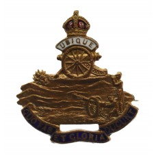 WW1 Royal Artillery Brass & Enamel Sweetheart Brooch - King's Crown