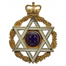 Royal Army Chaplains Department (Jewish) Silver, Gilt & Enamel Cap Badge - Queen's Crown