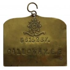 Devonshire Regiment Duty Bed Plate - 5615237 E.F. Galloway