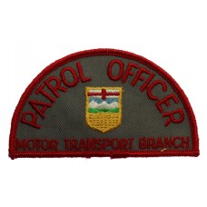 Canadian Alberta Patrol Officer Motor Transport Branch Cloth Patch Badge