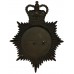 Durham County  Constabulary Black & Chrome Helmet Plate - Queen's Crown