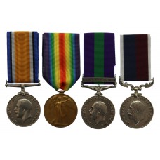 WW1 British War Medal, Victory Medal, GSM (Clasp - Kurdistan) and RAF Long Service & Good Conduct Medal Group of Four - Sgt. J. Smith, Hampshire Regiment and Royal Air Force