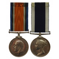 WW1 British War Medal and Victorian Royal Navy Long Service & Good Conduct Medal - Colour Sergt. E. Saunders, Royal Marine Artillery