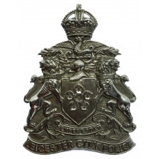 Leicester City Police Chrome Helmet Plate - King's Crown