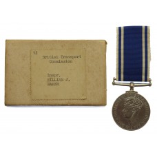 George VI Police Exemplary Long Service & Good Conduct Medal with Box of Issue - Inspr. William J. Baker, London and North Eastern Railway, B.T.C.