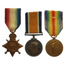 WW1 1914-15 Star Medal Trio - Pte. A.E. Wise, 8th Bn. Leicestershire Regiment - Wounded