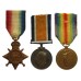 WW1 1914-15 Star Medal Trio - Pte. A.E. Wise, 8th Bn. Leicestershire Regiment - Wounded