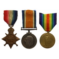 WW1 1914-15 Star Medal Trio - Pte. H. Smith, 8th Bn. Leicestershire Regiment - Wounded at Bazentin Wood, Somme