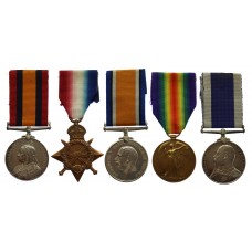  Queen's South Africa Medal, 1915-15 Star Trio and Edward VII RN Long Service & Good Conduct Medal Group of Five - Col. Sgt. E. Freeman, Royal Marine Light Infantry