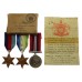 WW2 Casualty Medal Group of Three with Box and Condolence Slip - Able Seaman A.G. Smith, Royal Navy - K.I.A. 5/11/44