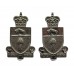 Pair of Canadian Saskatchewan Police Collar Badges - Queen's Crown