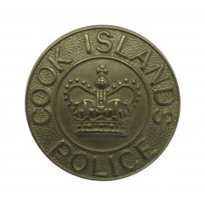 Cook Islands Police White Metal Cap Badge - Queen's Crown