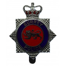 Surrey Police Enamelled Star Cap Badge - Queen's Crown
