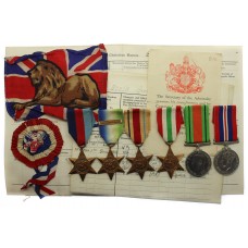WW2 Naval Medal Group of Six with Original Certificate of Service