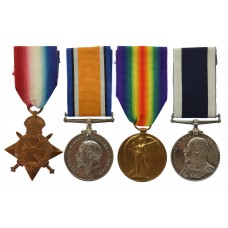 WW1 1914-15 Star Trio and Royal Navy Long Service & Good Cond
