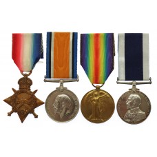 WW1 1914-15 Star Trio and Royal Navy Long Service & Good Conduct Medal Group of Four - Gunner J. Warner, Royal Marine Artillery