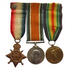 WW1 1914 Mons Star Medal Trio - Pte. R. Hussey, Somerset Light In