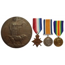 WW1 Gallipoli Casualty 1914-15 Star Medal Trio and Memorial Plaque - Pte. W. Stead, 6th Bn. York & Lancaster Regiment - K.I.A. 12/8/15