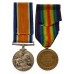 WW1 British War & Victory Medal Pair with Original Boxes of Issue & Documents - Pte. E. Calvert, King's Own Scottish Borderers - Wounded