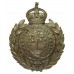 Worcestershire Constabulary White Metal Wreath Cap Badge - King's Crown