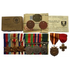 WW2 Territorial Efficiency Medal and Dunkirk Medal Group of Eight - Gnr. F. Smith, Royal Artillery