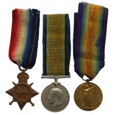 WW1 1914-15 Star Medal Trio - Pte. T. King, King's Own Yorkshire Light Infantry - Wounded