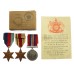 WW2 Corinth Canal Casualty Medal Group of Three with Box of Issue & Condolence Slip - Tpr. G.P. Pepper, 4th Queen's Own Hussars (Royal Armoured Corps) - K.I.A. 26/4/1941