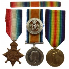 WW1 1914-15 Star Medal Trio and Silver War Badge - Pte. S. Impey, 1st London Regiment - Wounded