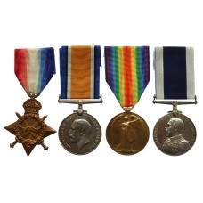 WW1 1914-15 Star Trio and Royal Navy Long Service & Good Conduct Medal Group of Four - Gnr. F.V. Green, Royal Marine Artillery