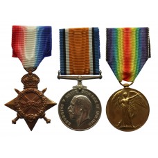 WW1 1914-15 Star Casualty Medal Trio - Midshipman R.A. Bryan, Royal Navy - K.I.A. 27/4/1916