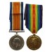 WW1 British War & Victory Medal Pair - Pte. R. Peck, Scottish Rifles (Cameronians) - Wounded