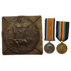 WW1 'Barnsley Pals' British War Medal, Victory Medal and Memorial Plaque - Pte. J. Hargreaves, 13th (1st Barnsley Pals) Bn. York & Lancaster Regiment - K.I.A. 17/7/1916