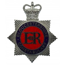 Gloucestershire Constabulary Enamelled Cap Badge - Queen's Crown