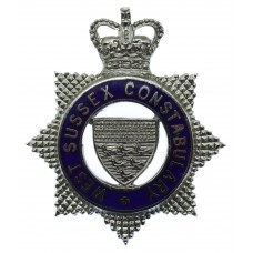 West Sussex Constabulary Senior Officer's Enamelled Cap Badge - Queen's Crown